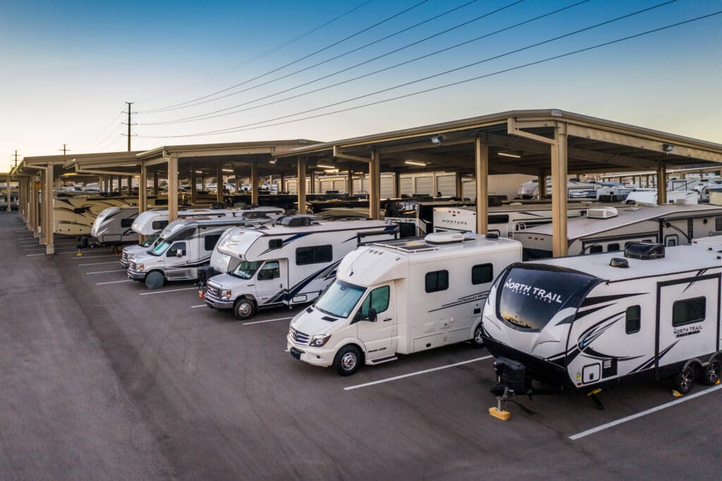 open and covered RV parking